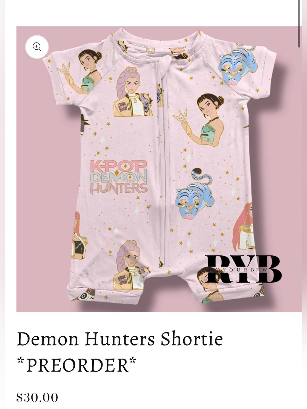 K-pop Demon Hunters Huntrix Rumi Zoey Mira Bamboo Shortie Shortall Romper